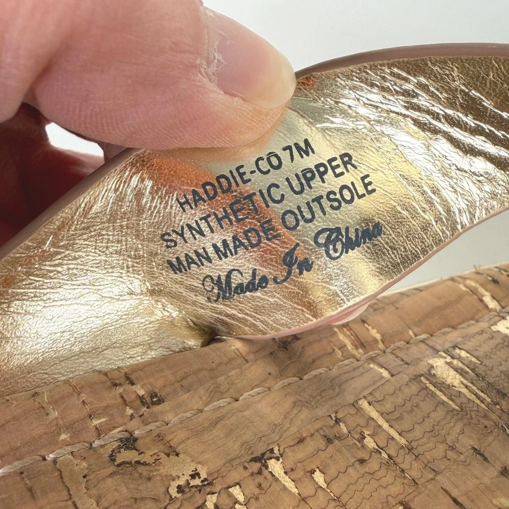 Donald Pliner Haddie Cork Thong Sandal Brown Gold Women's Size 7 Boho Coastal